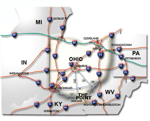 Map of the highway system tied into the Point